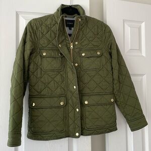 NWT J. Crew Quilted Downtown Field Jacket in Deep Moss, size XXS